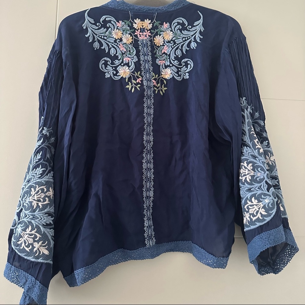 JOHNNY WAS Blue Short Kimono